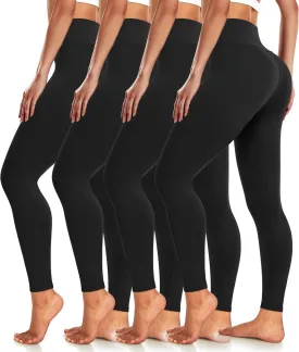 4 Pack Leggings for Women Butt Lift High Waisted Tummy Control No See-Through Yoga Pants Workout Running Leggings