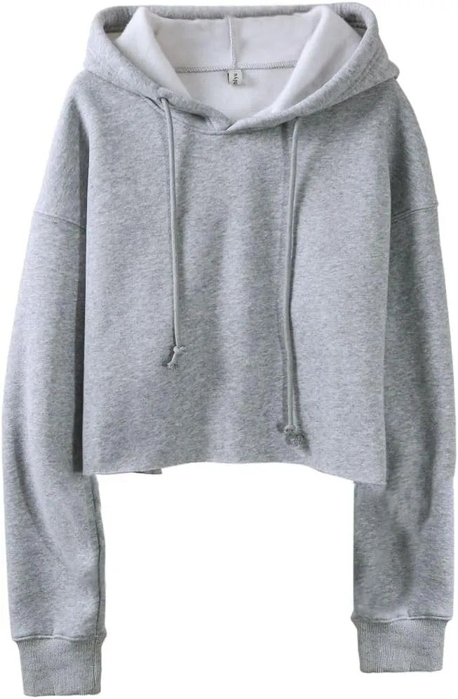 Amazhiyu Women's Cropped Hoodies Long Sleeves Fleece Crop Top Sweatshirt with Hooded