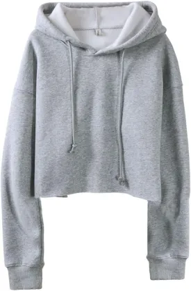 Amazhiyu Women's Cropped Hoodies Long Sleeves Fleece Crop Top Sweatshirt with Hooded
