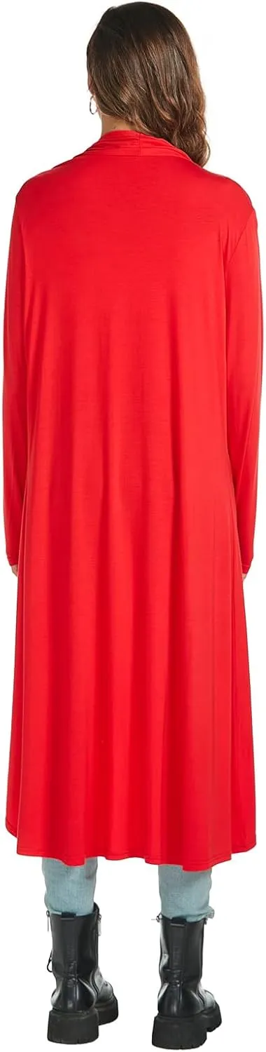 AvaCostume Womens Casual Lightweight Drae Long Sleeves Cardigan Front Open Maxi Dusters