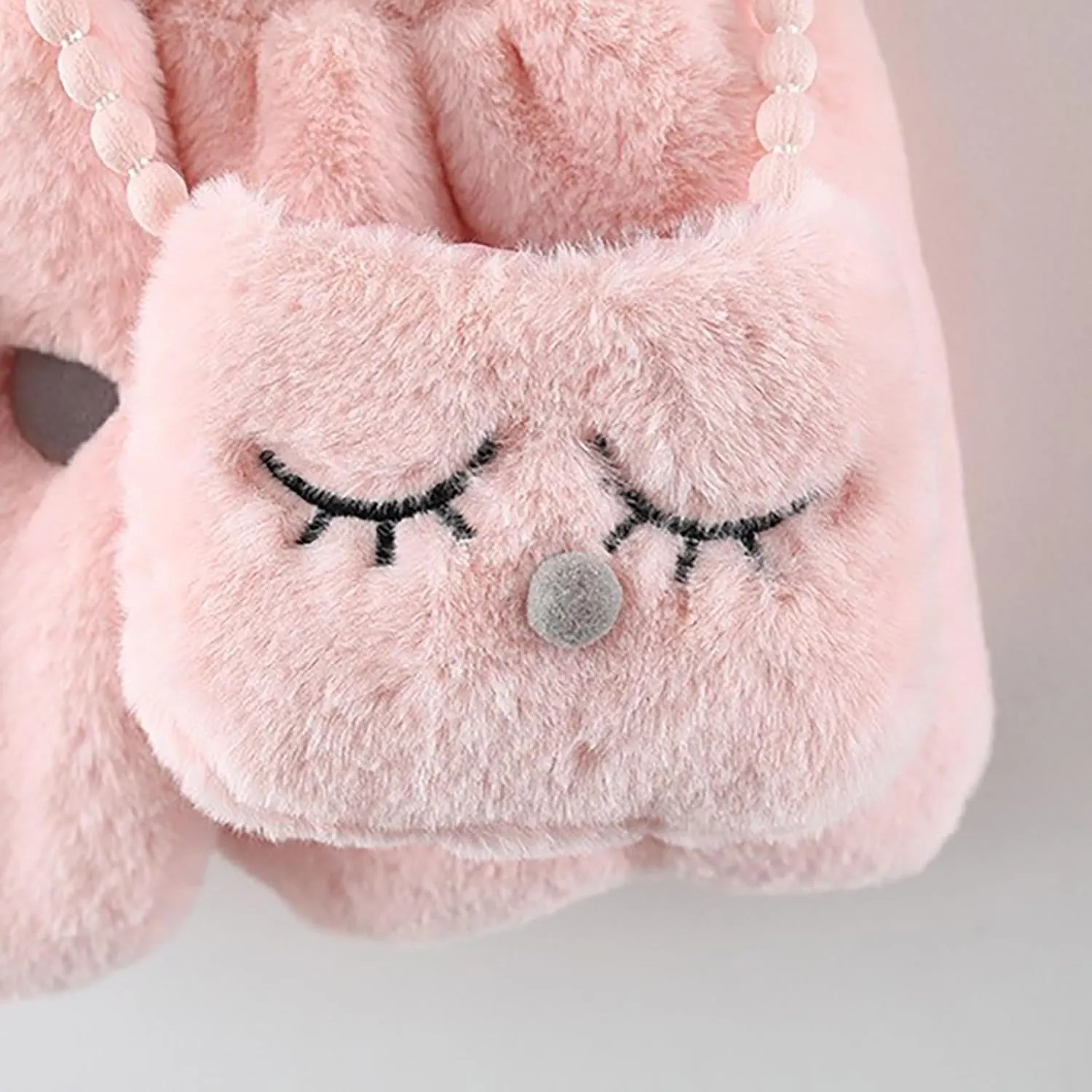 Baby Girl's Rabbit Ear Hoodie Fleece Vest Sleeveless Fuzzy Fleece Hooded Jacket Coat with Bag Winter Warm Outwear