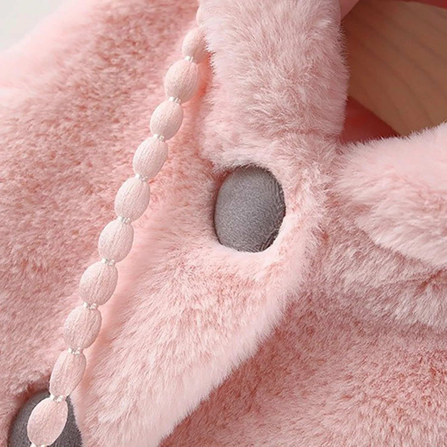 Baby Girl's Rabbit Ear Hoodie Fleece Vest Sleeveless Fuzzy Fleece Hooded Jacket Coat with Bag Winter Warm Outwear