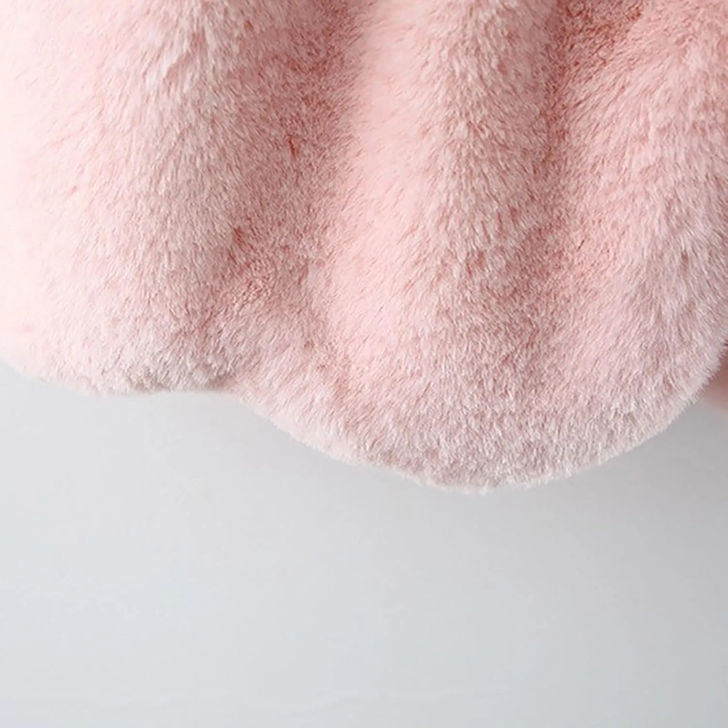 Baby Girl's Rabbit Ear Hoodie Fleece Vest Sleeveless Fuzzy Fleece Hooded Jacket Coat with Bag Winter Warm Outwear