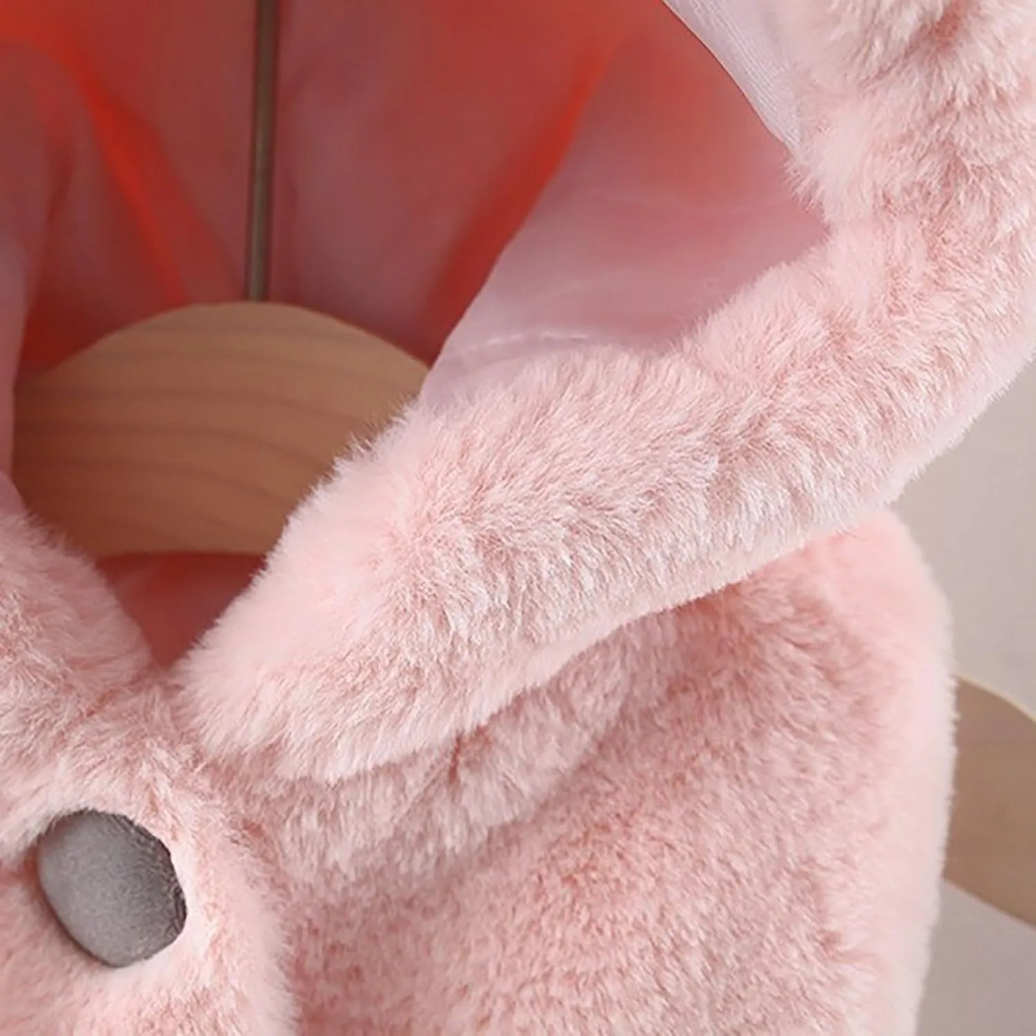 Baby Girl's Rabbit Ear Hoodie Fleece Vest Sleeveless Fuzzy Fleece Hooded Jacket Coat with Bag Winter Warm Outwear