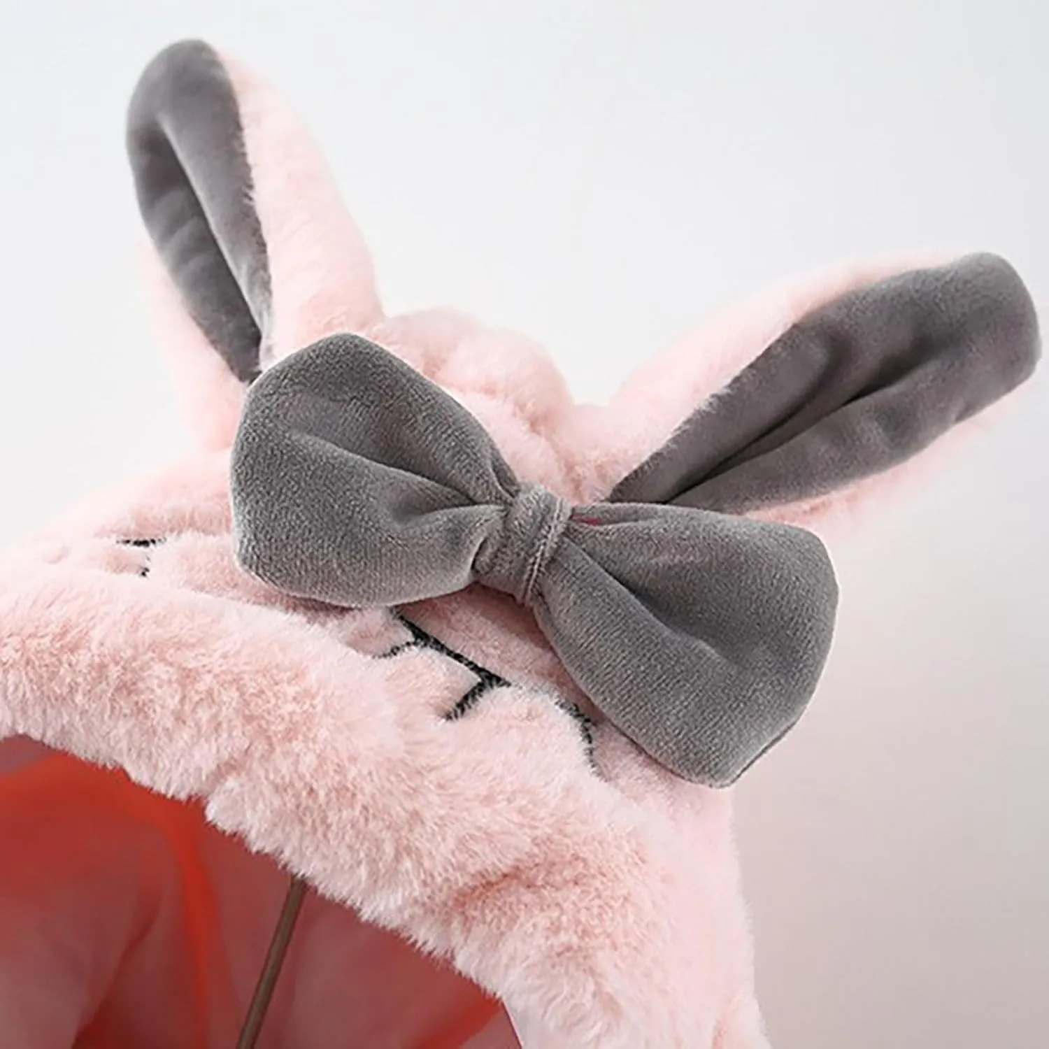 Baby Girl's Rabbit Ear Hoodie Fleece Vest Sleeveless Fuzzy Fleece Hooded Jacket Coat with Bag Winter Warm Outwear