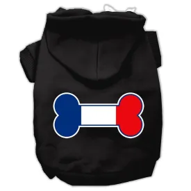 Bone Shaped France Flag Screen Print Pet Hoodies Black S (10)