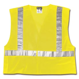 CL2MLM MCR Class 2,Tear-Away,Polyester Mesh Safety Vest,2" Silver Stripe,LIME