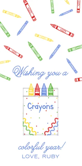 Colorful Year Crayon Large Tag-Blue