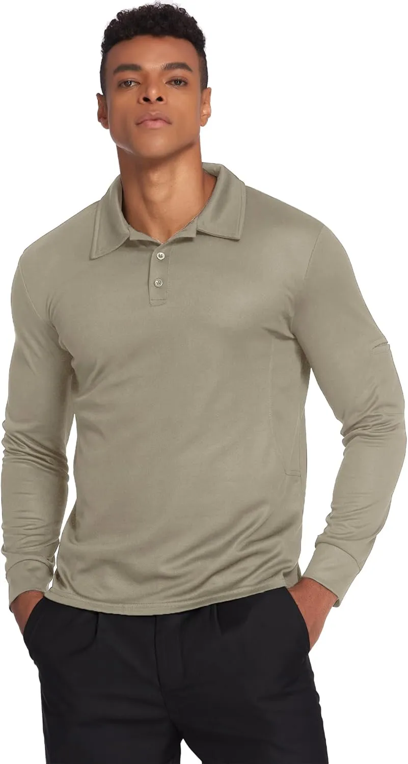 Deyeek Men's Polo Shirts Long Sleeve Golf Polo Shirts for Men Quick Dry UPF 50  Sun Protection Polos Casual Collared Shirts