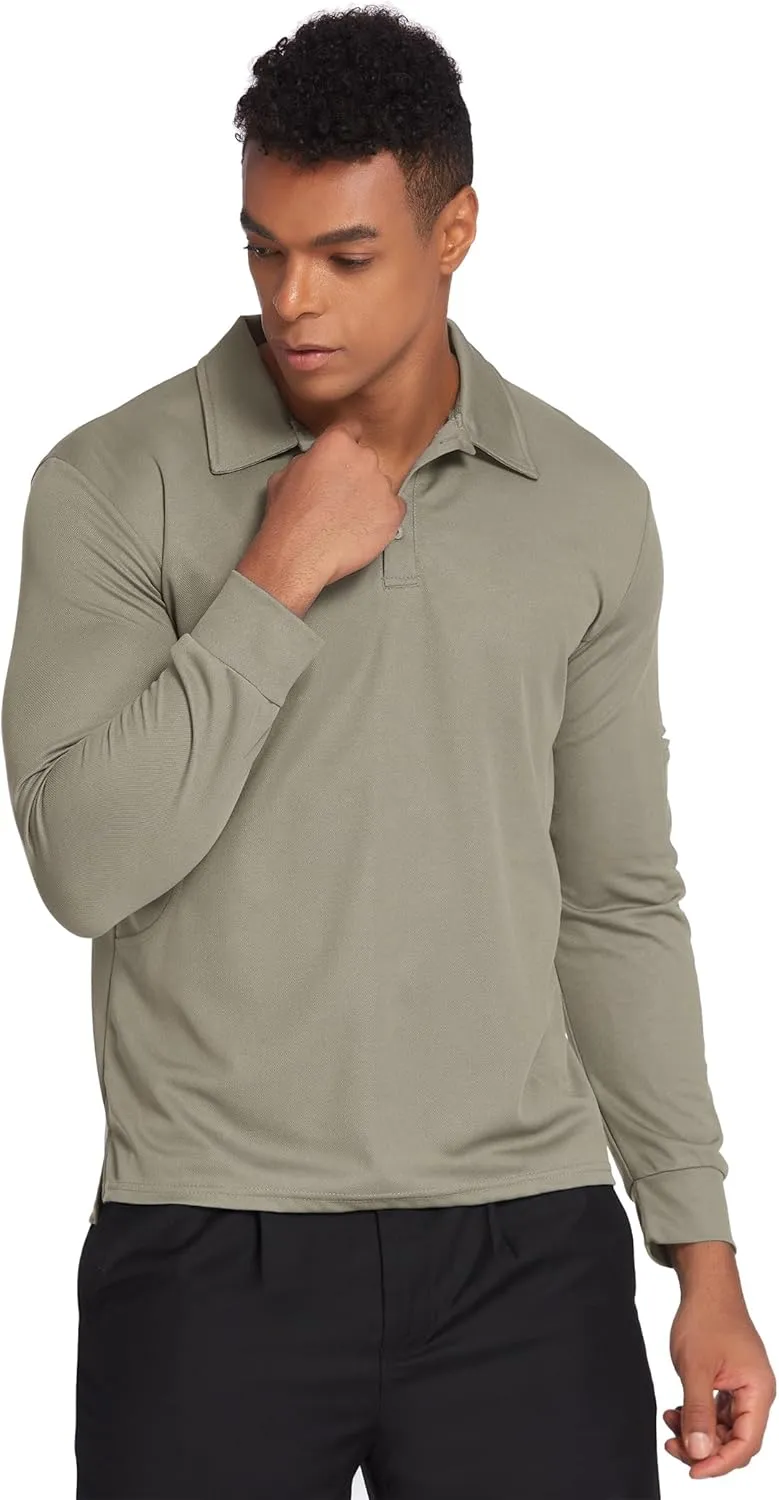 Deyeek Men's Polo Shirts Long Sleeve Golf Polo Shirts for Men Quick Dry UPF 50  Sun Protection Polos Casual Collared Shirts