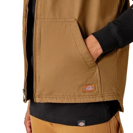 Dickies Men's Duck Wool Sherpa Lined Vest in Rinsed Brown Duck