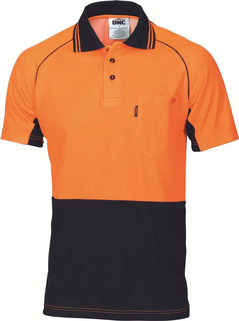 DNC Hi Vis Cotton Backed Cool Breeze Contrast Polo S/S (3719)