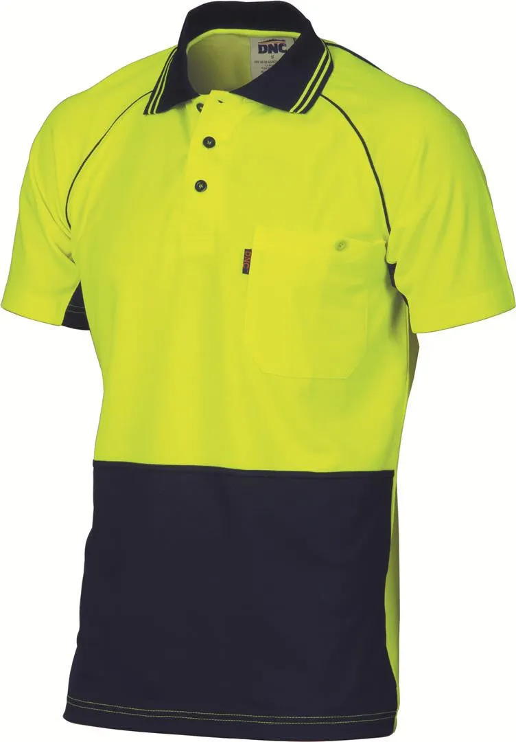 DNC Hi Vis Cotton Backed Cool Breeze Contrast Polo S/S (3719)