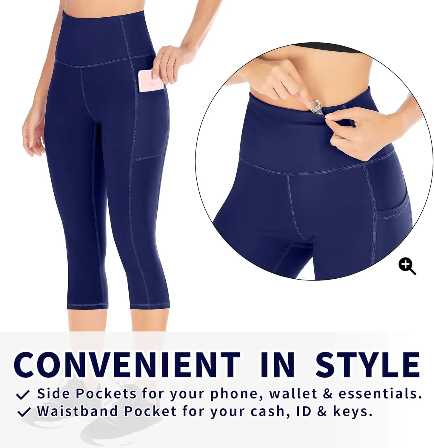 Ewedoos Capri Leggings for Women High Waisted Yoga Pants for Women with Pockets Tummy Control Workout Leggings Yoga Capris