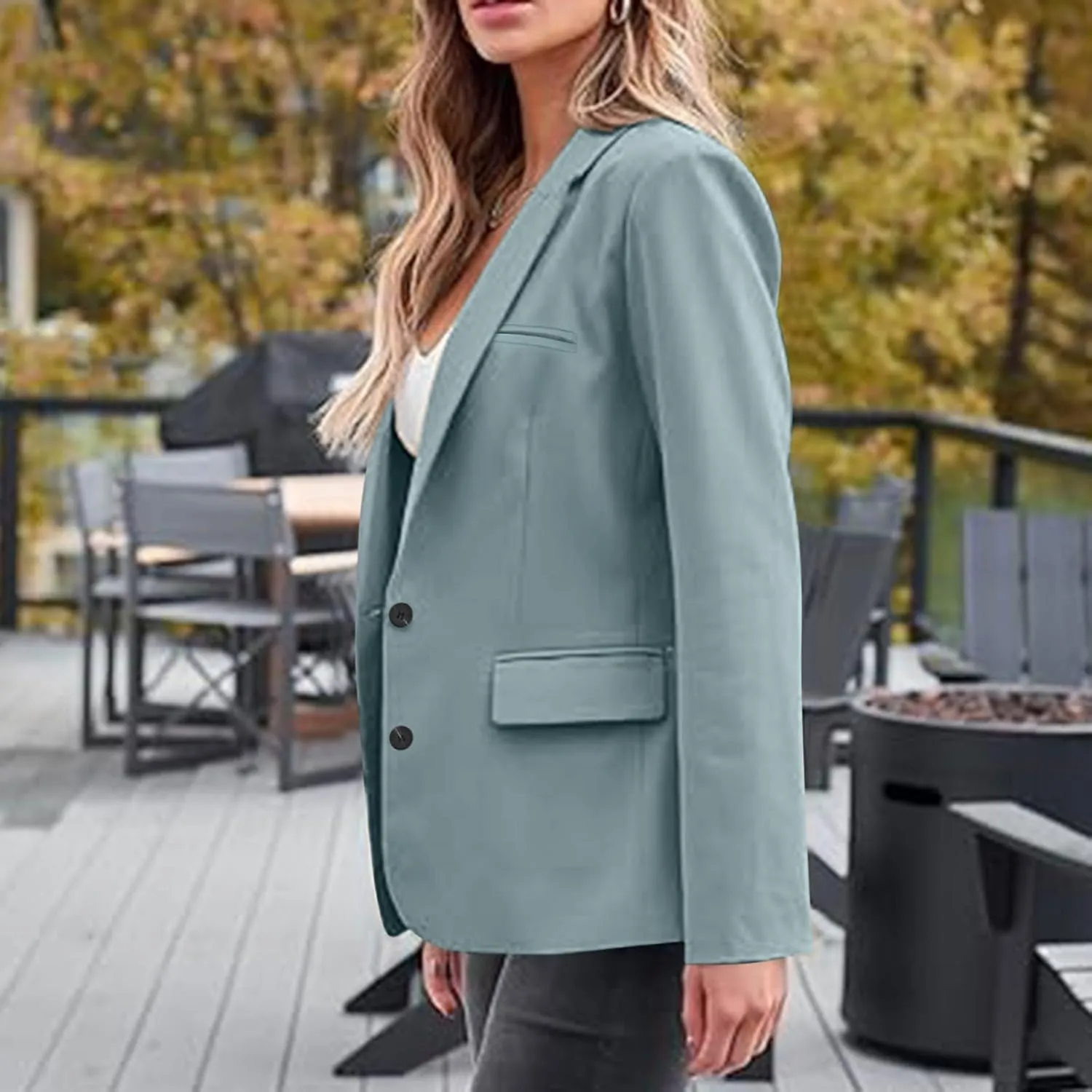 Firzero Womens Blazers for Work Casual 2024 Business Coats Dressy Loose Button Down Cardigan Work Suit Jacket