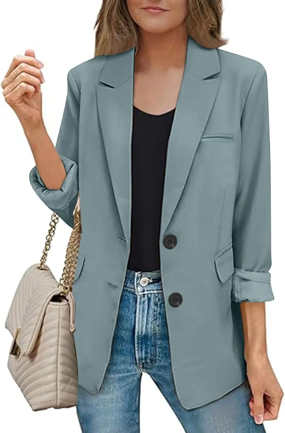 Firzero Womens Blazers for Work Casual 2024 Business Coats Dressy Loose Button Down Cardigan Work Suit Jacket