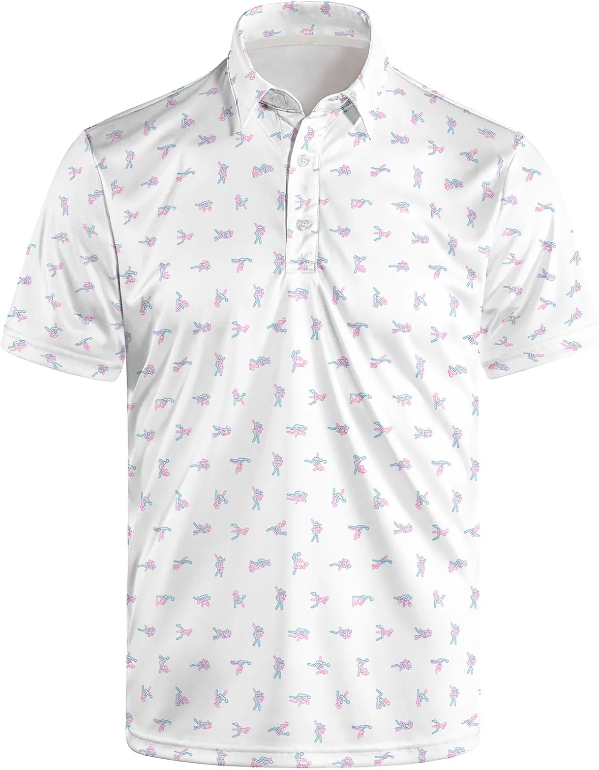 Funny Print Golf Shirts for Men Lightweight Dry-Fit Hawaiian Style Casual Polo with Stretch Fabric for Outdoor & Sports