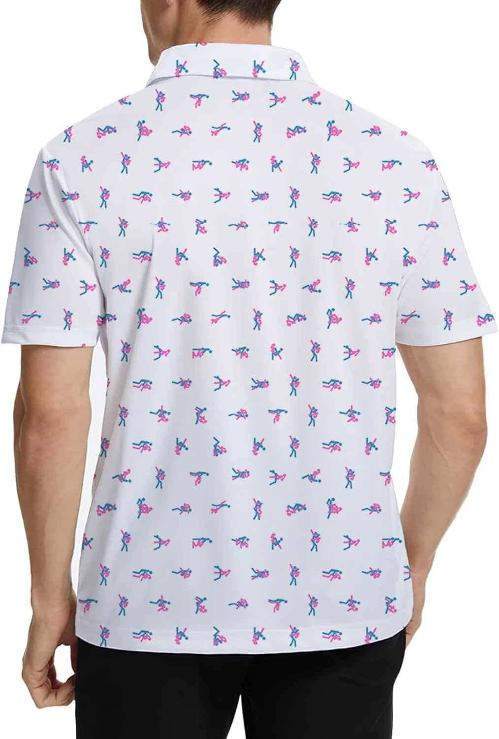 Funny Print Golf Shirts for Men Lightweight Dry-Fit Hawaiian Style Casual Polo with Stretch Fabric for Outdoor & Sports
