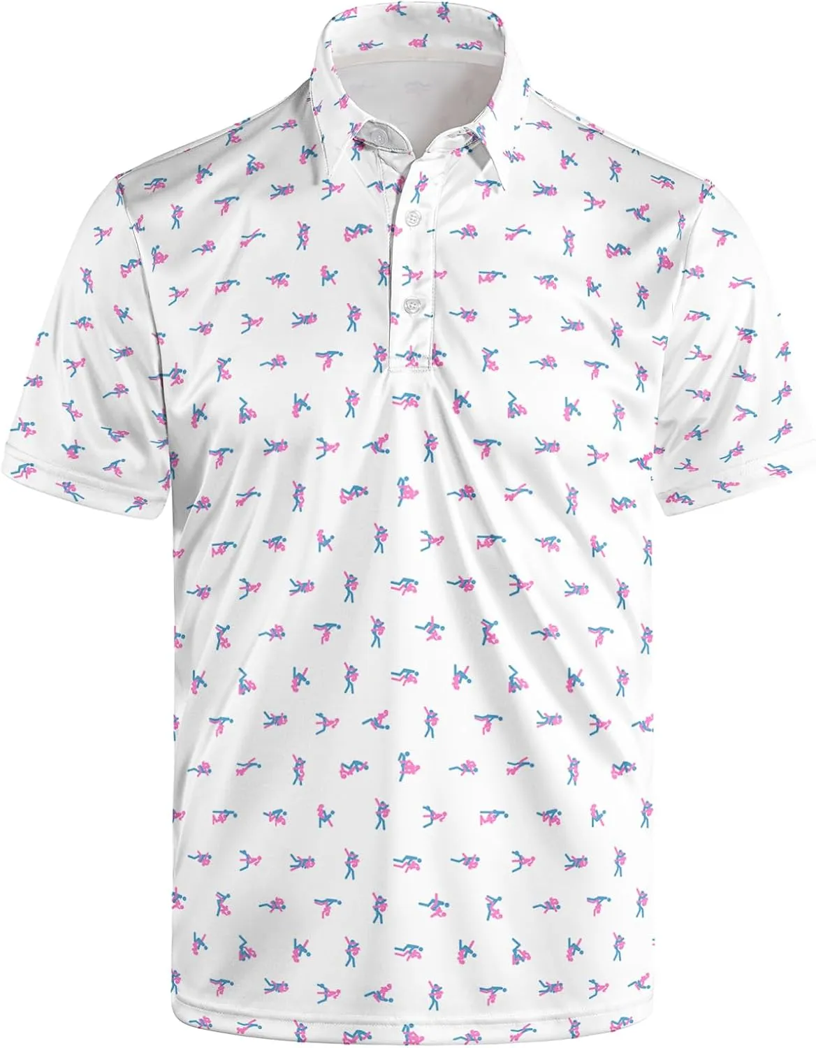 Funny Print Golf Shirts for Men Lightweight Dry-Fit Hawaiian Style Casual Polo with Stretch Fabric for Outdoor & Sports