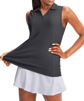 G Gradual Women's Sleeveless Golf Polo Shirts Tennis Quick Dry Collared Tank Tops V-Neck Polos for Women