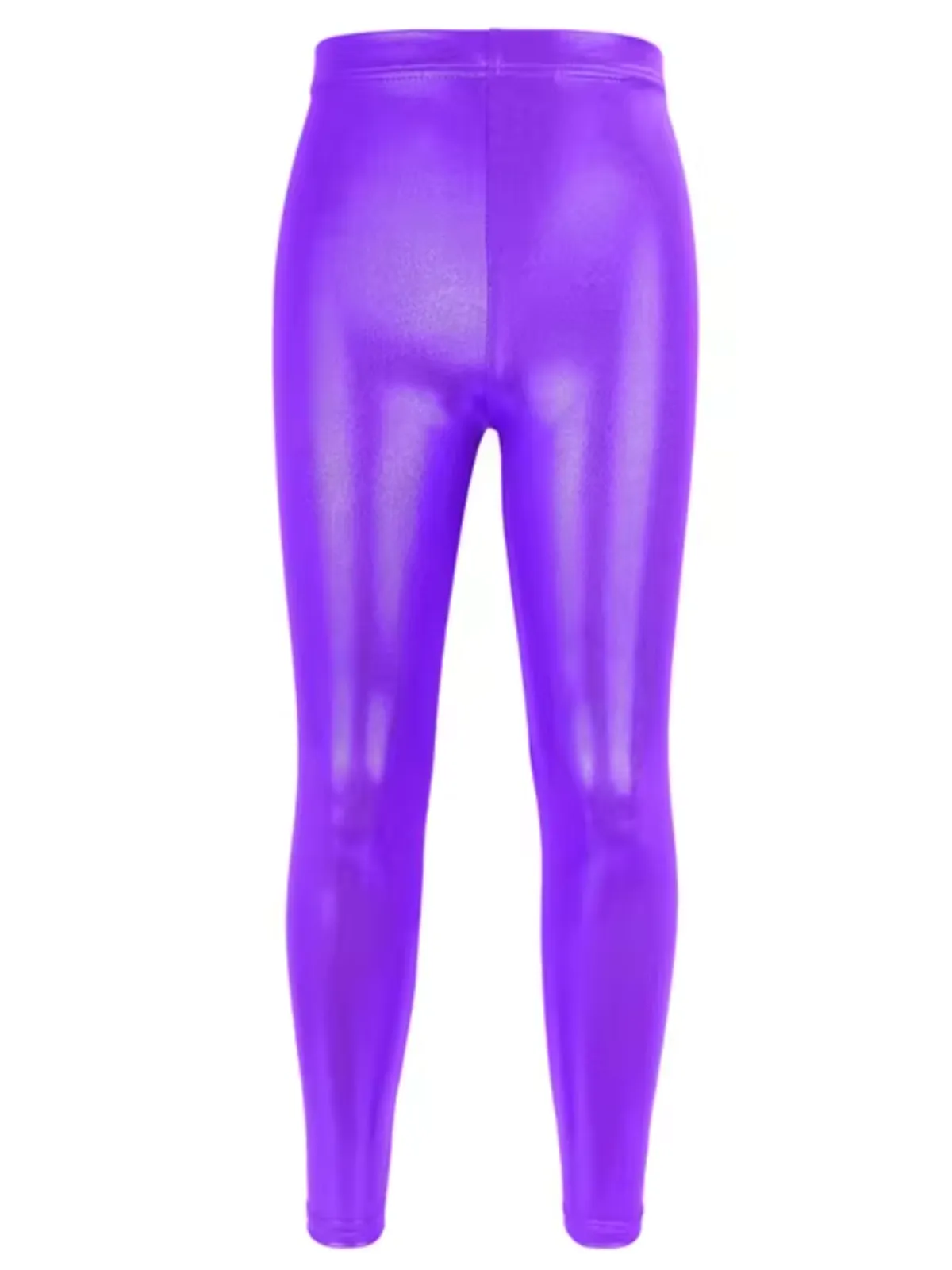 Girl's Stylish High-Waisted Metallic Leggings