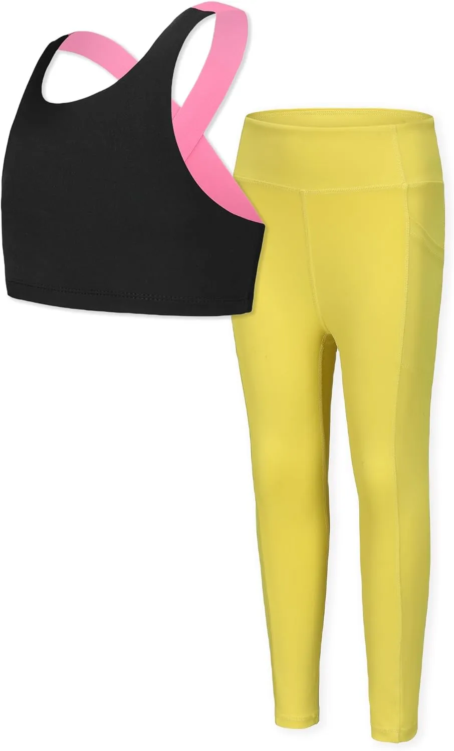 Girls Yoga Leggings Girls Athletic Leggings Training Bras Set Kids Gym Crop Tank Top Activewear Set for 5-13Years