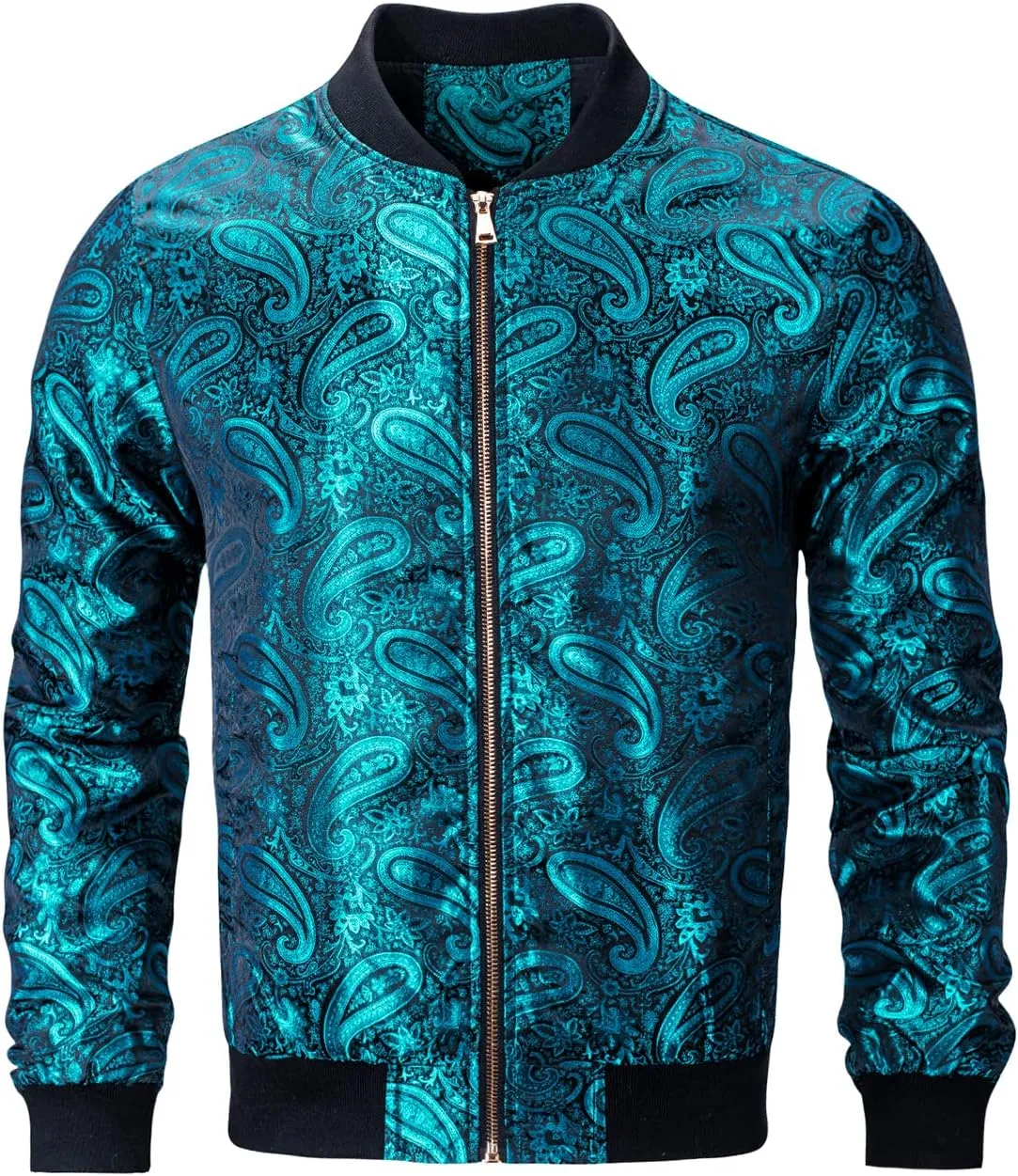 Hi-Tie Paisley Jackets for Men Lightweight Windbreaker Jacket Zipper Coat with Pockets