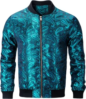 Hi-Tie Paisley Jackets for Men Lightweight Windbreaker Jacket Zipper Coat with Pockets