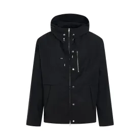 High-Neck Hooded Jacket in Black
