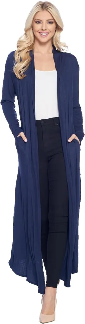 Isaac Liev Maxi Cardigan Duster Sweater  Women's Extra Long Open Front Full Length Lightweight Cardigans Dusters Sweaters