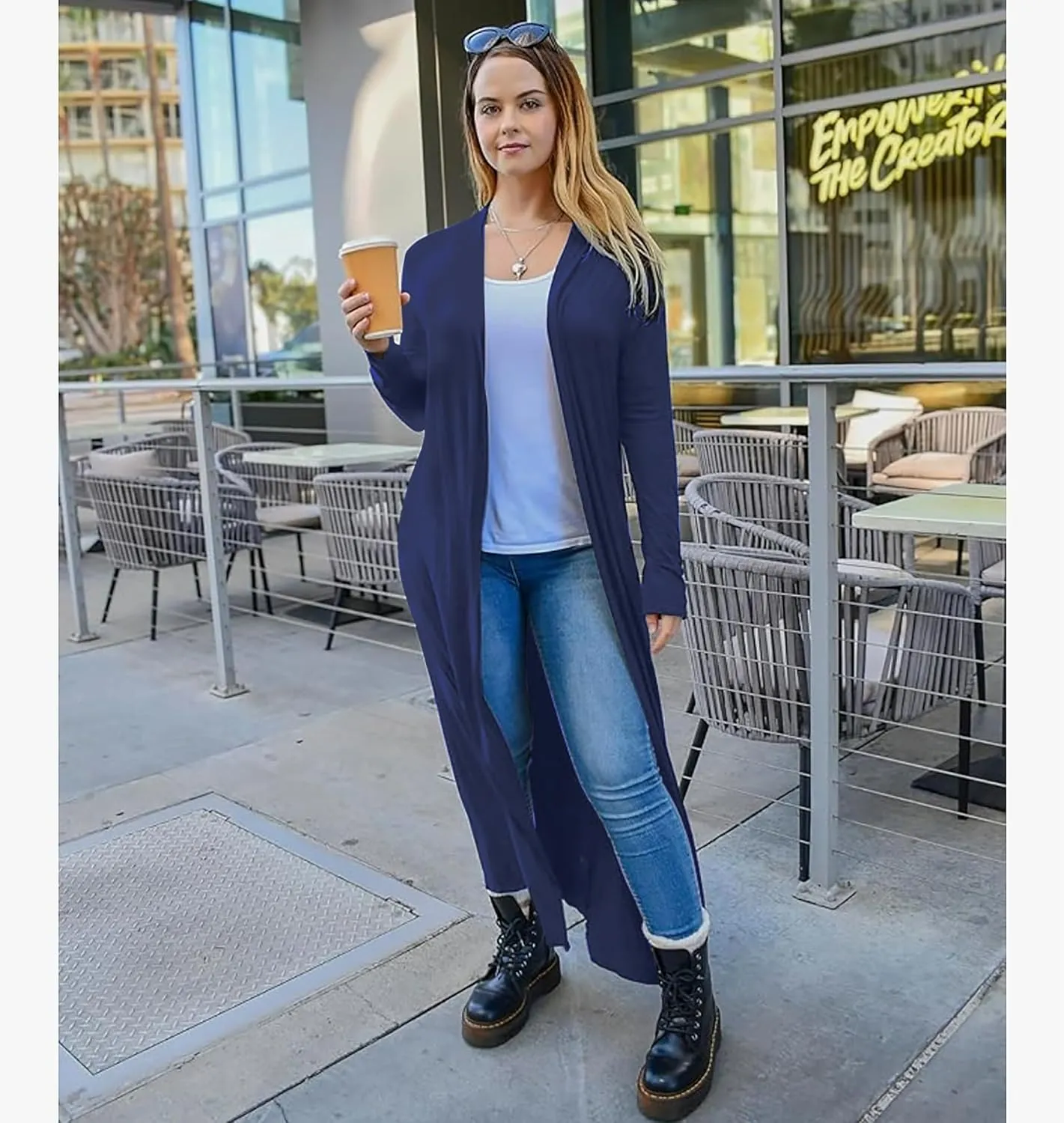 Isaac Liev Maxi Cardigan Duster Sweater  Women's Extra Long Open Front Full Length Lightweight Cardigans Dusters Sweaters