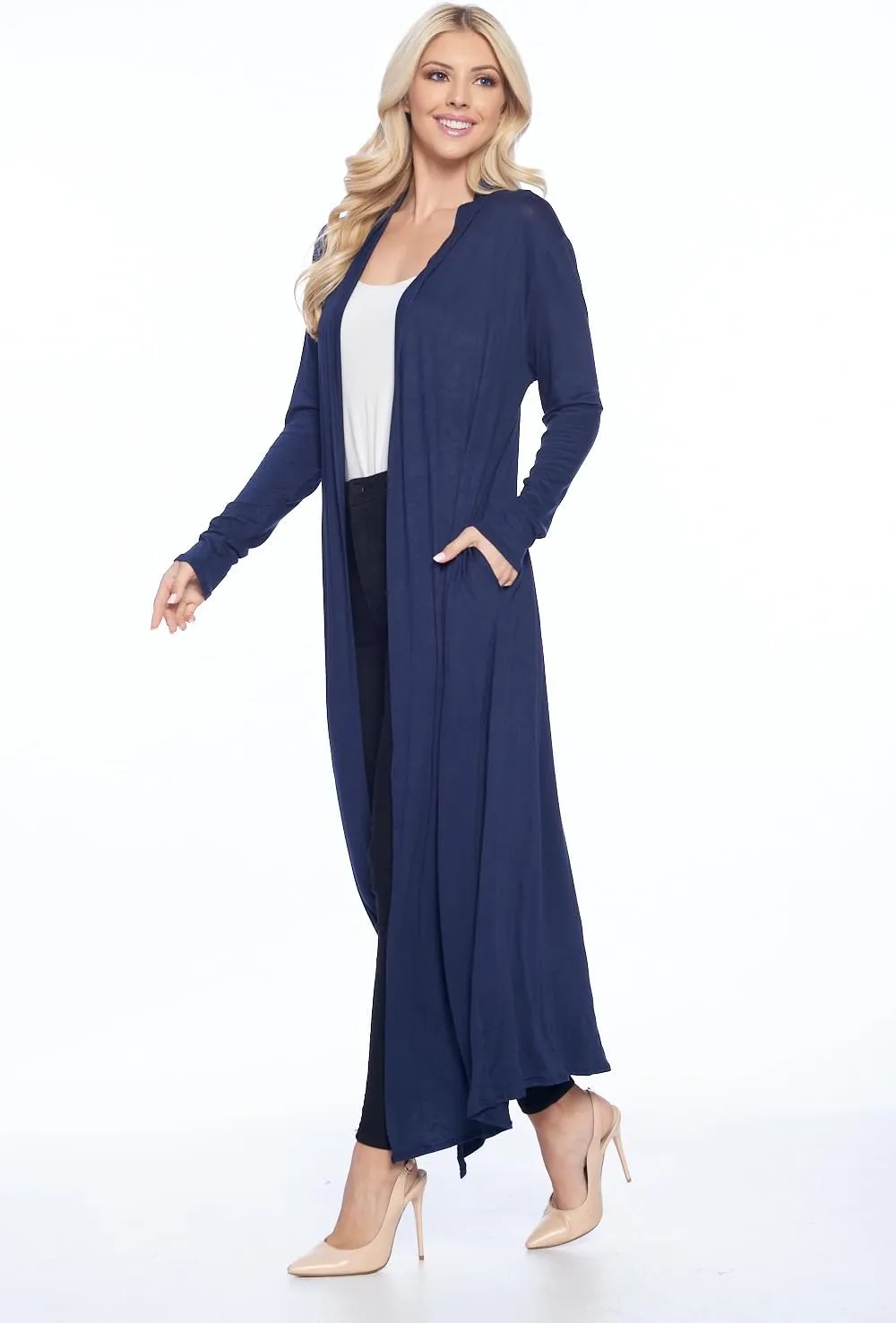 Isaac Liev Maxi Cardigan Duster Sweater  Women's Extra Long Open Front Full Length Lightweight Cardigans Dusters Sweaters