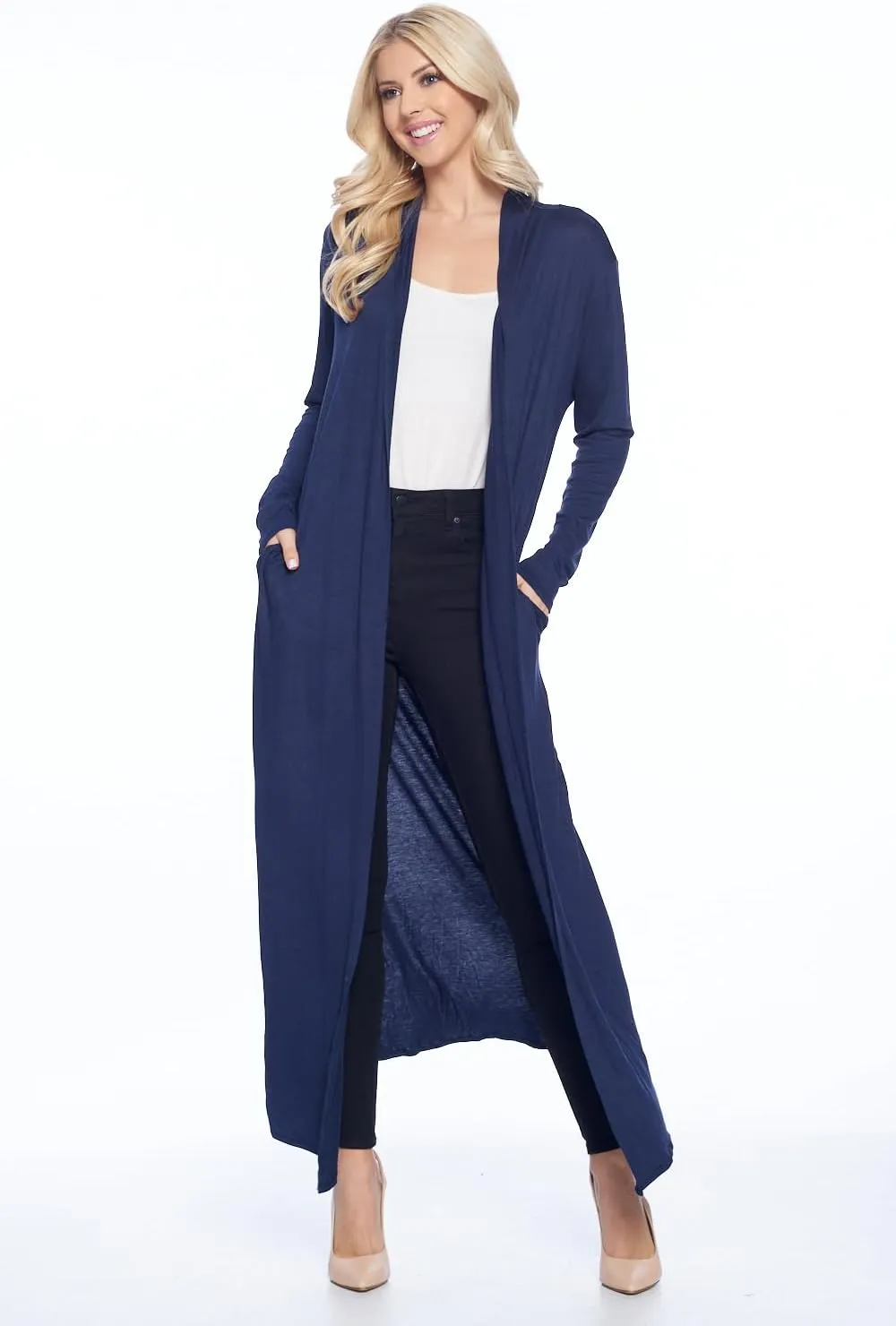Isaac Liev Maxi Cardigan Duster Sweater  Women's Extra Long Open Front Full Length Lightweight Cardigans Dusters Sweaters