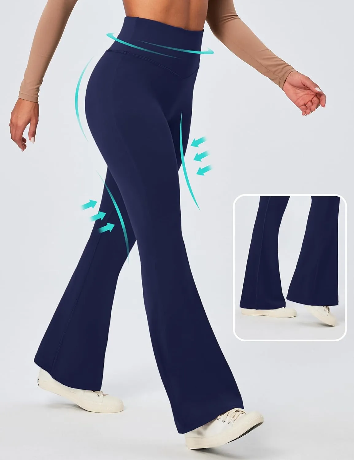 IUGA Flare Leggings for Women Tummy Control Flared Leggings No Front Seam Yoga Pants Women High Waisted Workout Bell Bottoms