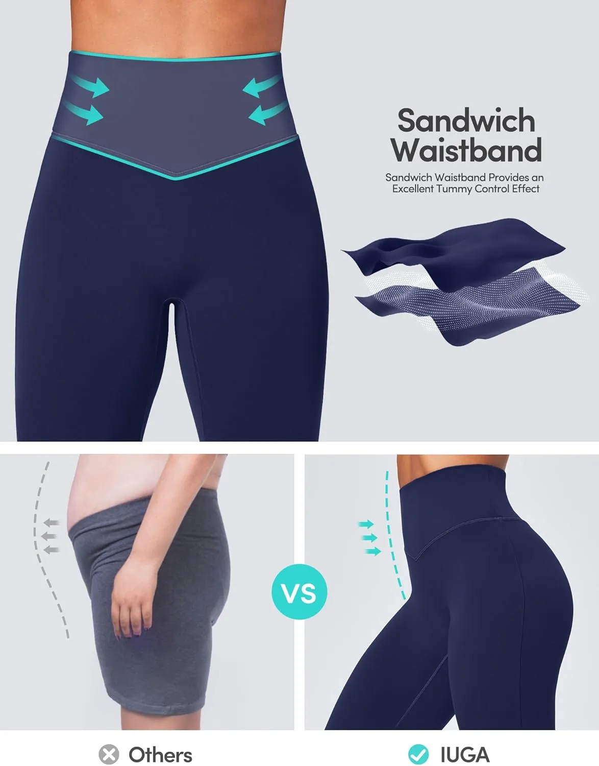 IUGA Flare Leggings for Women Tummy Control Flared Leggings No Front Seam Yoga Pants Women High Waisted Workout Bell Bottoms