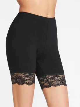 Lace trim biker short leggings