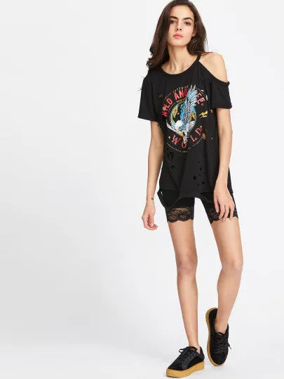 Lace trim biker short leggings