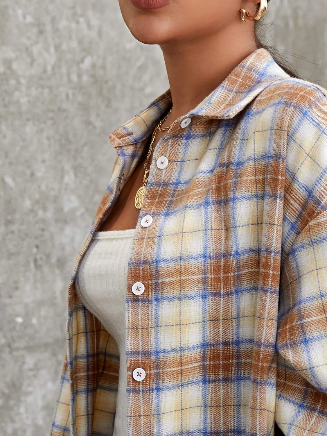 MakeMeChic Women's Plaid Shirts Oversized Flannels Shacket Jacket