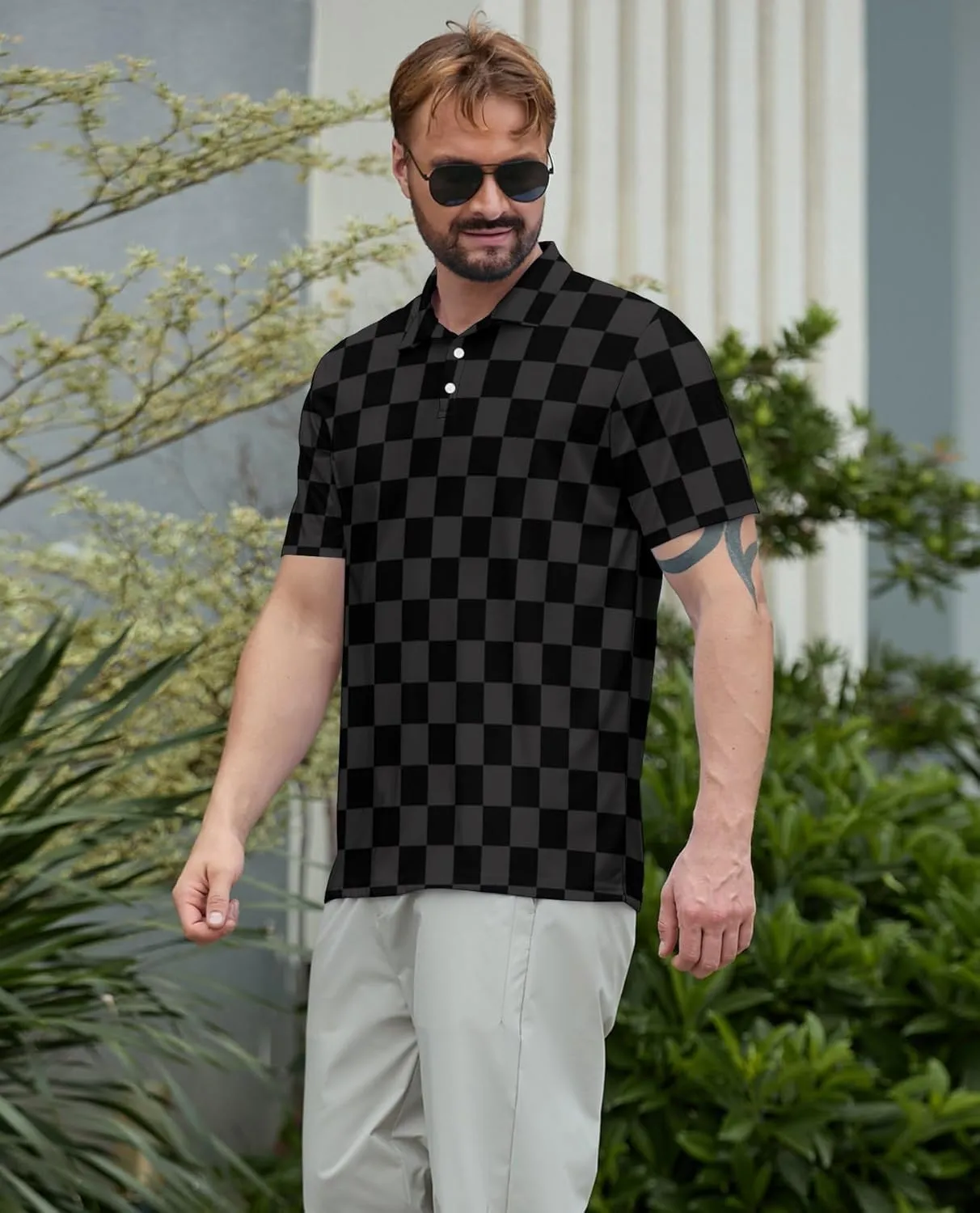 Men's Funny Golf Polo Shirts Short Sleeve Performance Golf Shirts Hawaiian Golf Polos for Summer