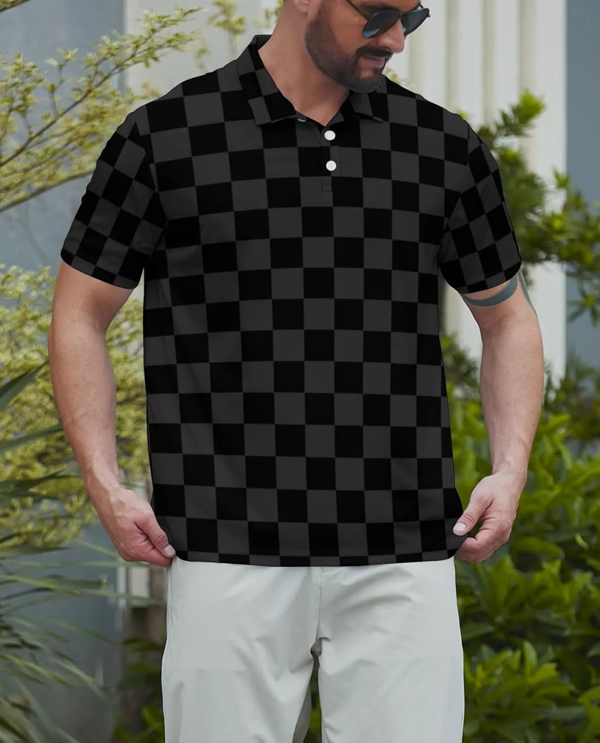 Men's Funny Golf Polo Shirts Short Sleeve Performance Golf Shirts Hawaiian Golf Polos for Summer