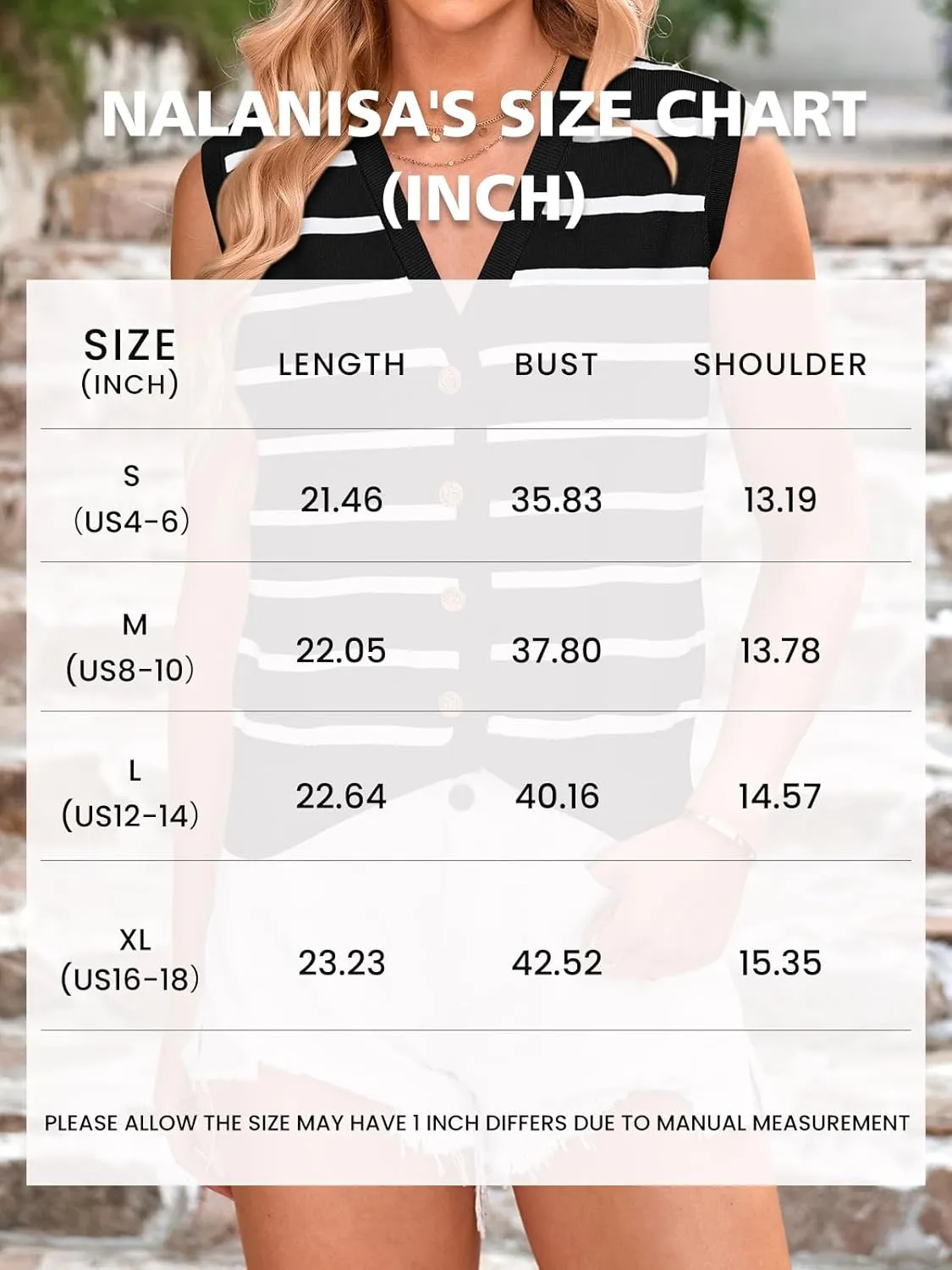 NALANISA Women's Trendy Summer Sweater Vests V Neck Sleeveless Button Up Knit Crop Tank Tops 2025 Y2k Shirts Spring Outfits