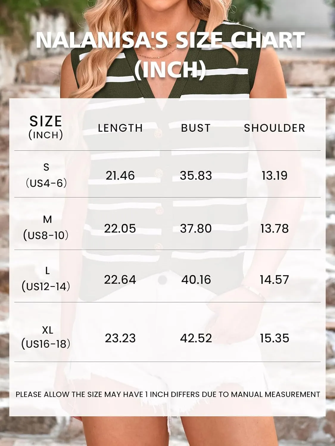 NALANISA Women's Trendy Summer Sweater Vests V Neck Sleeveless Button Up Knit Crop Tank Tops 2025 Y2k Shirts Spring Outfits