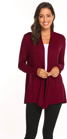 Newchoice Womens Casual Lightweight Long Sleeve Cardigan Soft Drape Open Front Fall Dusters (S-3XL)