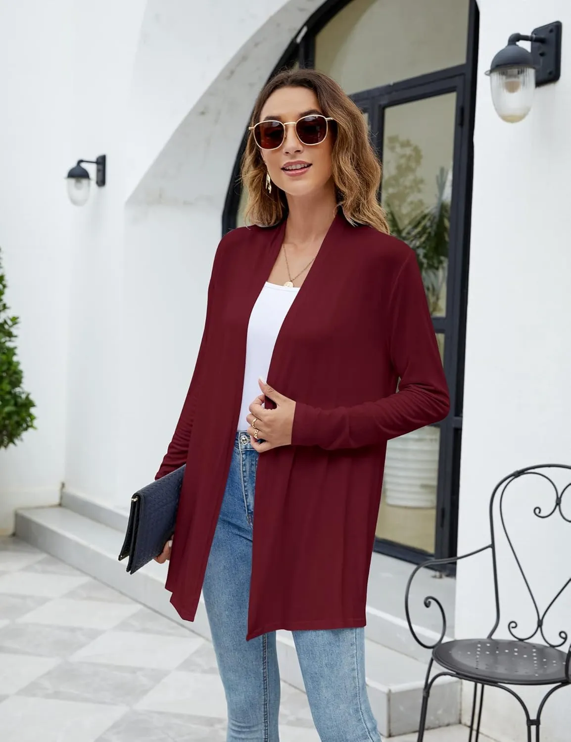 Newchoice Womens Casual Lightweight Long Sleeve Cardigan Soft Drape Open Front Fall Dusters (S-3XL)