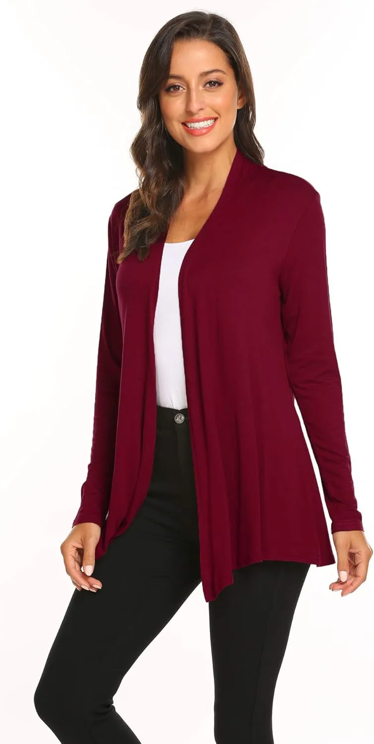 Newchoice Womens Casual Lightweight Long Sleeve Cardigan Soft Drape Open Front Fall Dusters (S-3XL)