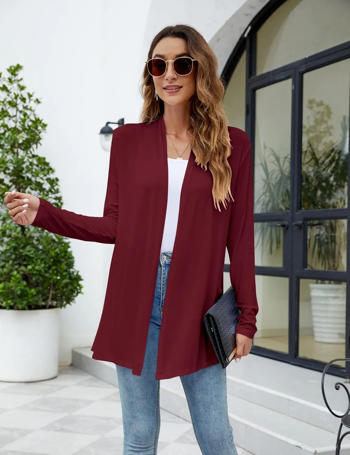 Newchoice Womens Casual Lightweight Long Sleeve Cardigan Soft Drape Open Front Fall Dusters (S-3XL)