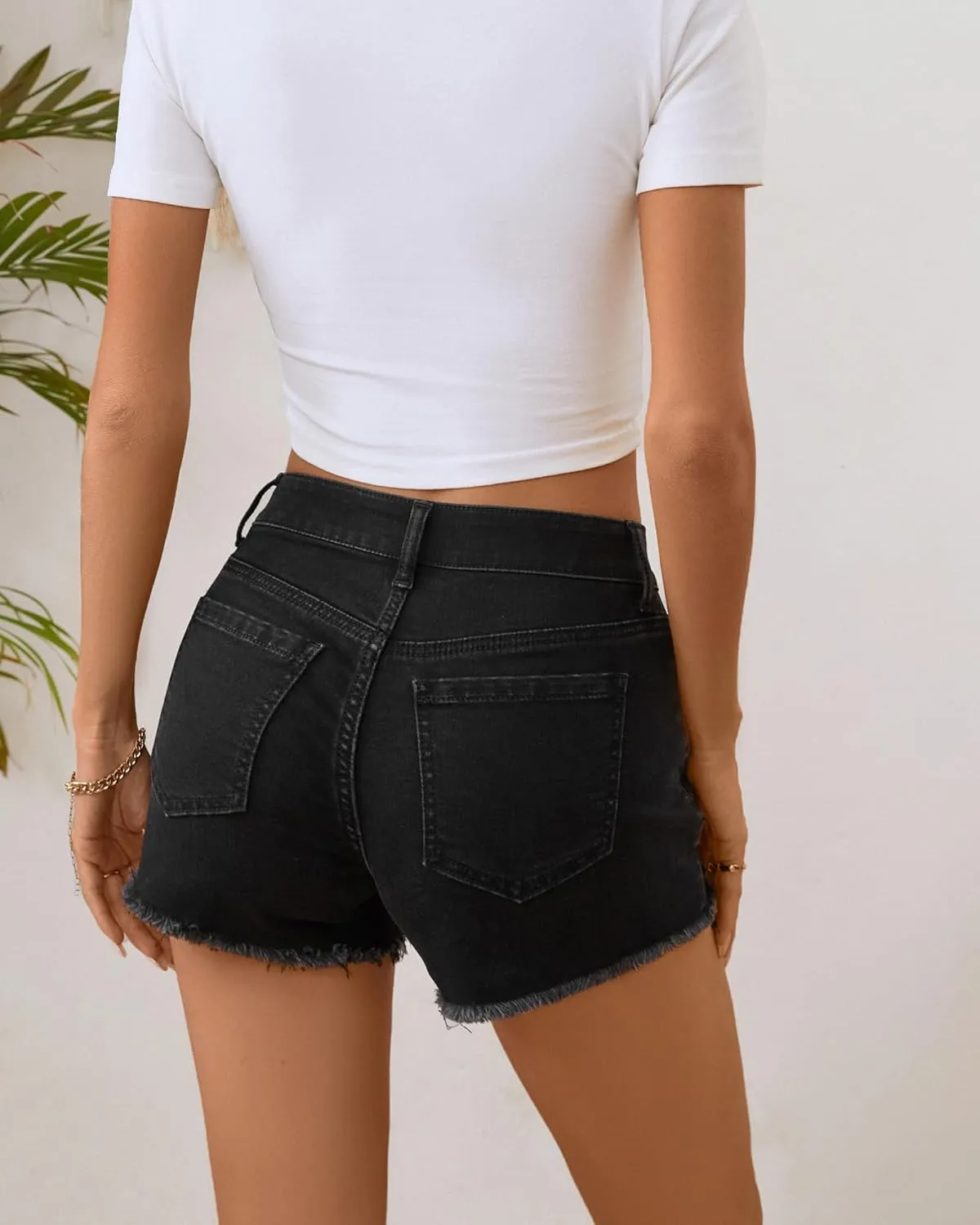OFLUCK Jean Shorts for Womens Mid Rise Ripped Denim Summer Shorts