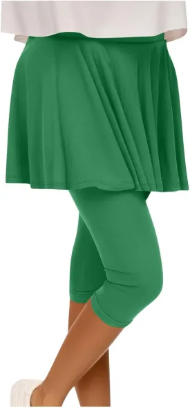 Oplxuo Tennis Skirted Leggings for Women Athletic Yoga Pants Tummy Control Skort Golf Capri Leggings with Mini Skirt