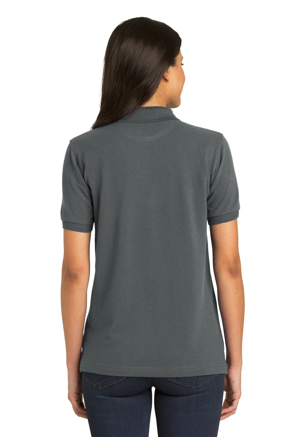 Port Authority Ladies Heavyweight Customized Cotton Pique Polos, Steel Grey