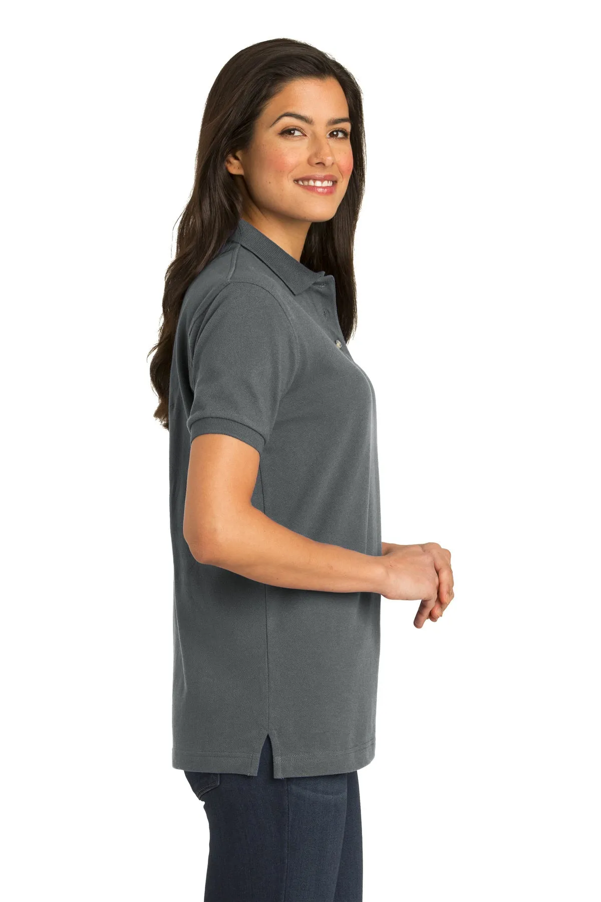 Port Authority Ladies Heavyweight Customized Cotton Pique Polos, Steel Grey